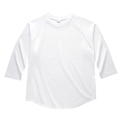ラグランラウンドカット長袖Tシャツ（キッズ） ホワイト