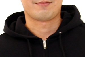 裏地が見えない二重フードです。