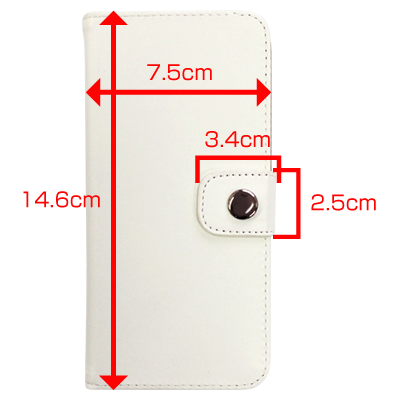 汎用スマホ手帳型ケースMの表紙の寸法