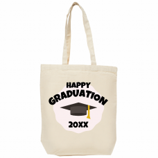 卒業帽のイラストとメッセージ入りトートバッグをオリジナルでプリント　卒業祝いのテンプレート　12oz キャンバストートバッグ(M)の無料デザインテンプレート
