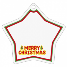 クリスマスカラーのフレーム付星型写真キーホルダーをオリジナルでプリント　クリスマスのテンプレート　星型キーホルダー（クリア）の無料デザインテンプレート