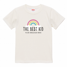 虹のワンポイントとメッセージ入りお子さんのTシャツをオリジナルでプリント　親子Tシャツのテンプレート　United Athle 5.6oz Tシャツ（キッズ）の無料デザインテンプレート
