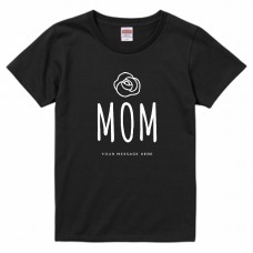 お花のイラストとMOMのロゴ入りTシャツをオリジナルでプリント　親子Tシャツのテンプレート