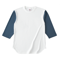 ブルー Cross Stitch 6.2oz オープンエンド ベースボール 七分袖Tシャツ