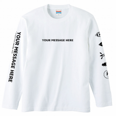 アウトドアのイラストロゴとメッセージ入りロングTシャツをオリジナルでプリント　メンズデザインのテンプレート　United Athle 5.6oz 長袖Tシャツの無料デザインテンプレート