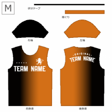 黒とオレンジのグラデーションの総柄Tシャツをオリジナルでプリント　チームTシャツ・ユニフォームのデザインテンプレート　総柄Tシャツの無料デザインテンプレート