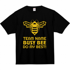 ハチのイラストと英語のロゴ入りチームTシャツをシルクスクリーンでオリジナルでプリント　チームウェア・グッズのテンプレート