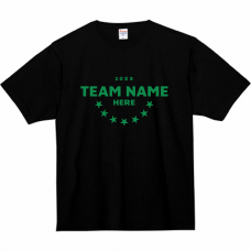 チーム名と星のライン入りシルクスクリーンプリントTシャツをシルクスクリーンでオリジナルでプリント　チームウェア・グッズのテンプレート　Printstar 7.4oz スーパーヘビーTシャツの無料デザインテンプレート