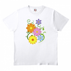 花のイラストがおしゃれなプリントTシャツをオリジナルでプリント　オリジナルTシャツのデザインテンプレート　TRUSS ヘビーウェイトTシャツの無料デザインテンプレート