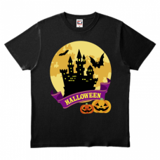 古城のイラスト入りハロウィンTシャツをオリジナルでプリント　ハロウィンのテンプレート　TRUSS ヘビーウェイトTシャツの無料デザインテンプレート