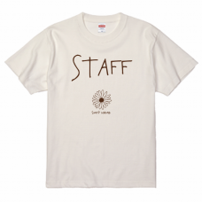 花のイラスト入りナチュラルなスタッフTシャツをオリジナルでプリント　スタッフTシャツのテンプレート　United Athle 5.6oz ハイクオリティTシャツの無料デザインテンプレート