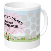 卒園・卒業用の無料デザインテンレート 桜の木とクラスメイト