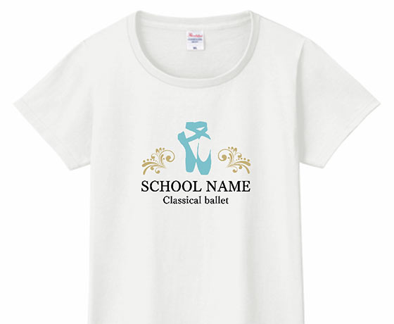バレエシューズのイラスト入りTシャツをオンデマンド転写でオリジナルでプリント チームウェア・グッズのテンプレート