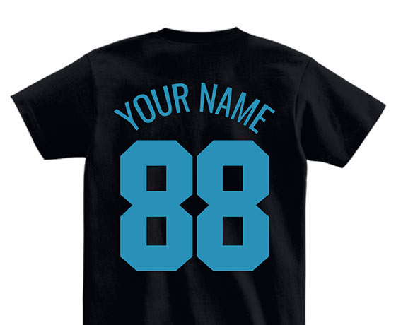 1枚から作れる背番号Tシャツ 名前と数字をオンデマンド転写でオリジナルプリント　チームウェア・グッズのテンプレート