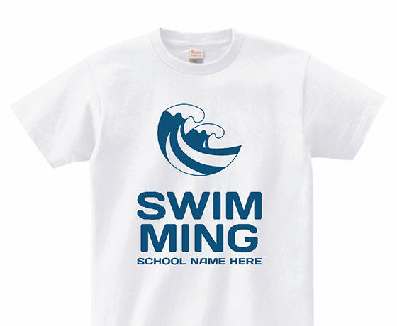 波のロゴ入り水泳部のTシャツをオリジナルでプリント　運動系部活のテンプレート