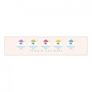 【無料テンプレート】ペンギンとかき氷 クールマフラータオル