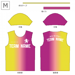 【無料テンプレート】総柄TシャツユニフォームB ピンク×イエロー