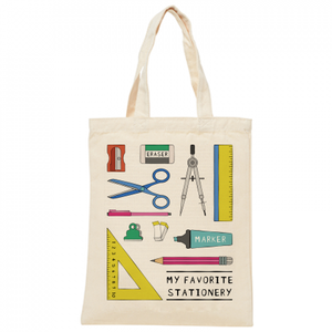 【無料テンプレート】学校で使う文房具が詰まったメッセージ入りバッグ