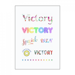 【無料テンプレート】女の子らしいカラフルな応援セットのタトゥーシール