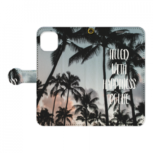 サーフ系ヤシの木シルエットのiPhone11手帳型ケースをオリジナルでプリント アウトドア・レジャーテンプレート