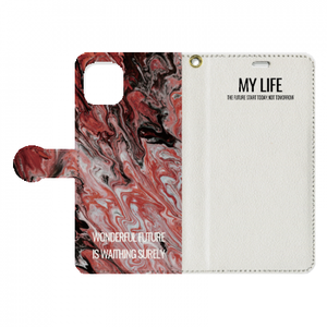 カッコイイ系マーブル柄の写真入れiPhone11手帳型ケースをオリジナルでプリント 音楽・フェス系テンプレート