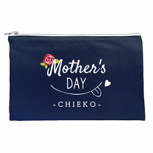 花とスマイルロゴのフラットポーチをオリジナルでプリント 母の日のテンプレート