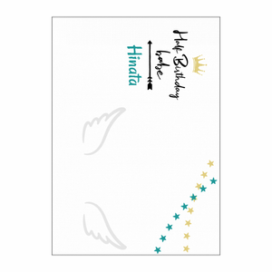 ロゴと天使の羽の背景ポスターをオリジナルでプリント ハーフバースデーのテンプレート