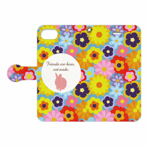 ウサギと花柄のiPhone 8 iPhone 7 手帳型ケースをオリジナルでプリント スマホケースのテンプレート