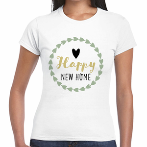 リース柄がかわいいレディースTシャツをオリジナルでプリント 引越し祝いのテンプレート