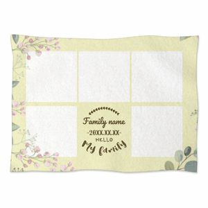 ナチュラルテイストの花イラストと写真入りソフトブランケットをオリジナルでプリント 趣味・ハンドメイドのテンプレート