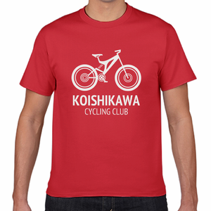 自転車のイラスト入りサイクリングチームのシルクスクリーンTシャツをオリジナルでプリント チームウェア・グッズのテンプレート