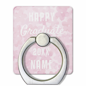 桜柄に名前とイラスト入り卒業祝いのスマホリングをオリジナルでプリント 卒業祝いのテンプレート