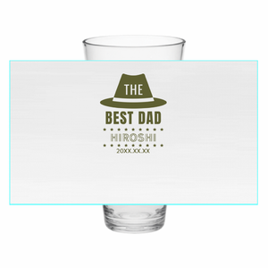 ハットのイラストがおしゃれな名前入りビアグラスをオリジナルでプリント 父の日のテンプレート