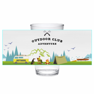 キャンプのイラストがおしゃれなタンブラーグラスをオリジナルでプリント アウトドア・レジャーのテンプレート