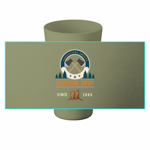 森とアウトドアのイラストロゴ入りバンブータンブラー 430mlをオリジナルでプリント アウトドア・レジャーのテンプレート