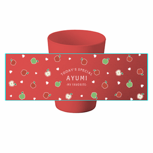 りんごとハートのイラストがかわいいバンブータンブラー 280mlをオリジナルでプリント 趣味・ハンドメイドのテンプレート