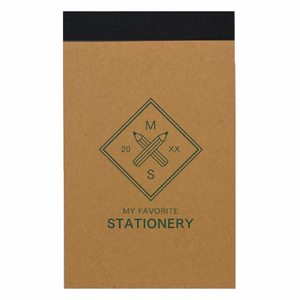 鉛筆のイラストロゴ入りリサイクルA7メモパッドをオリジナルでプリント 企業・ショップのテンプレート