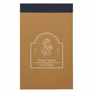 花のラインアート風ロゴ入りリサイクルA7メモパッドをオリジナルでプリント 趣味・ハンドメイドのテンプレート