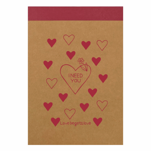 ハート柄とメッセージがおしゃれなリサイクルA6メモパッドをオリジナルでプリント 趣味・ハンドメイドのテンプレート