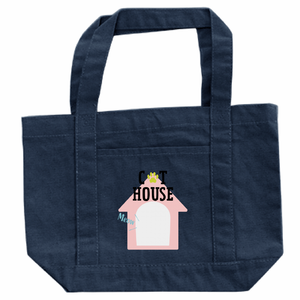 キャットハウスのイラストフレームがおしゃれな写真入りトートバッグをオリジナルでプリント ペットグッズのテンプレート