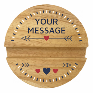 メッセージを入れられるハートと矢のラバーウッドスタンドラウンドをオリジナルでプリント 趣味・ハンドメイドのテンプレート