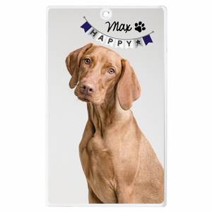 ガーランドがかわいい名前とペット写真入り名刺型キーホルダーをオリジナルでプリント ペットグッズのテンプレート