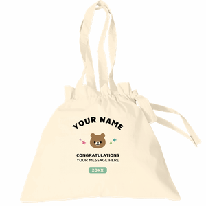 かわいいクマさんのコットンギャザーバッグをオリジナルでプリント 入学祝いのテンプレート