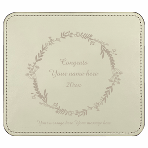 ナチュラルテイストのレザーマウスパッドをオリジナルでプリント 就職祝いのテンプレート