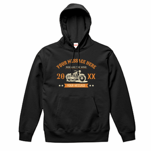 メッセージを入れられるバイクのパーカーをオリジナルでプリント 趣味・ハンドメイドのテンプレート