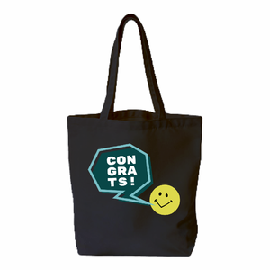 スマイルマークとメッセージ入り卒業祝いのトートバッグをオリジナルでプリント 卒業祝いのテンプレート