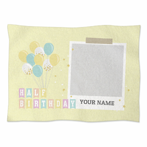 写真を入れられるバルーンがおしゃれなソフトブランケットをオリジナルでプリント ハーフバースデーのテンプレート