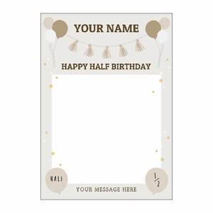 ナチュラルなフレームに写真が映えるA3ポスターをオリジナルでプリント ハーフバースデーのテンプレート