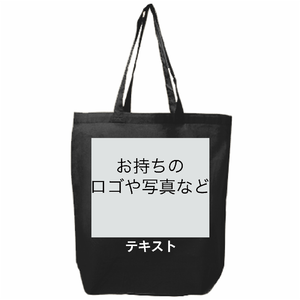 表 ロゴ画像&白文字 + 裏 ロゴ画像&白文字 4oz 薄手コットンバッグ(マチあり) シンプル名入れテンプレート