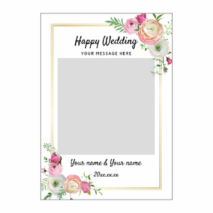 お花のコーナーフレームに写真を入れられるA3ポスターをオリジナルでプリント 結婚祝いのテンプレート